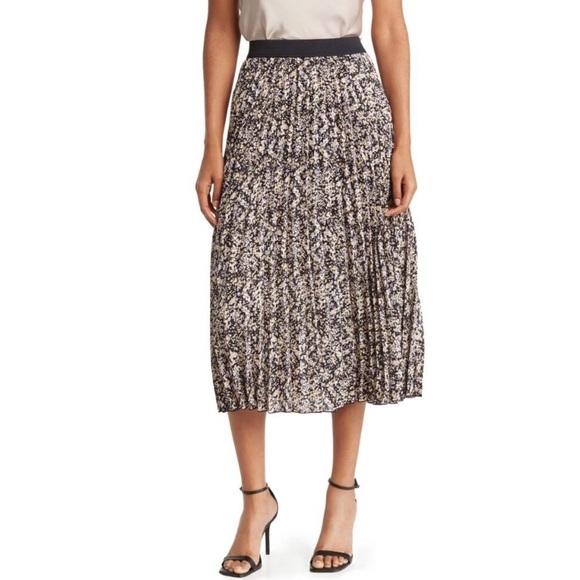 VINCE CAMUTO Plus Pleated Midi Black Floral Accordion Skirt XXL NEW - Picture 1 of 7